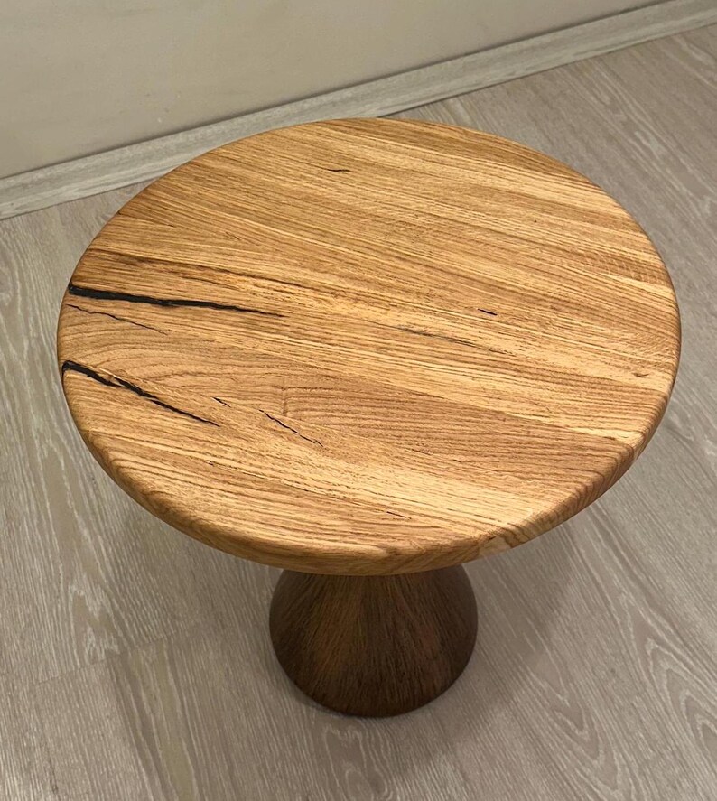 Custom Solid Oak Wood Round Side Table Small Art Table With Interior ...