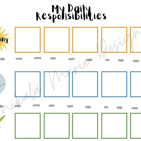 My Daily Responsibilities Chart, Kids Chart, Daily Tasks Chart, Morning/Night Checklist, Children's Job Poster