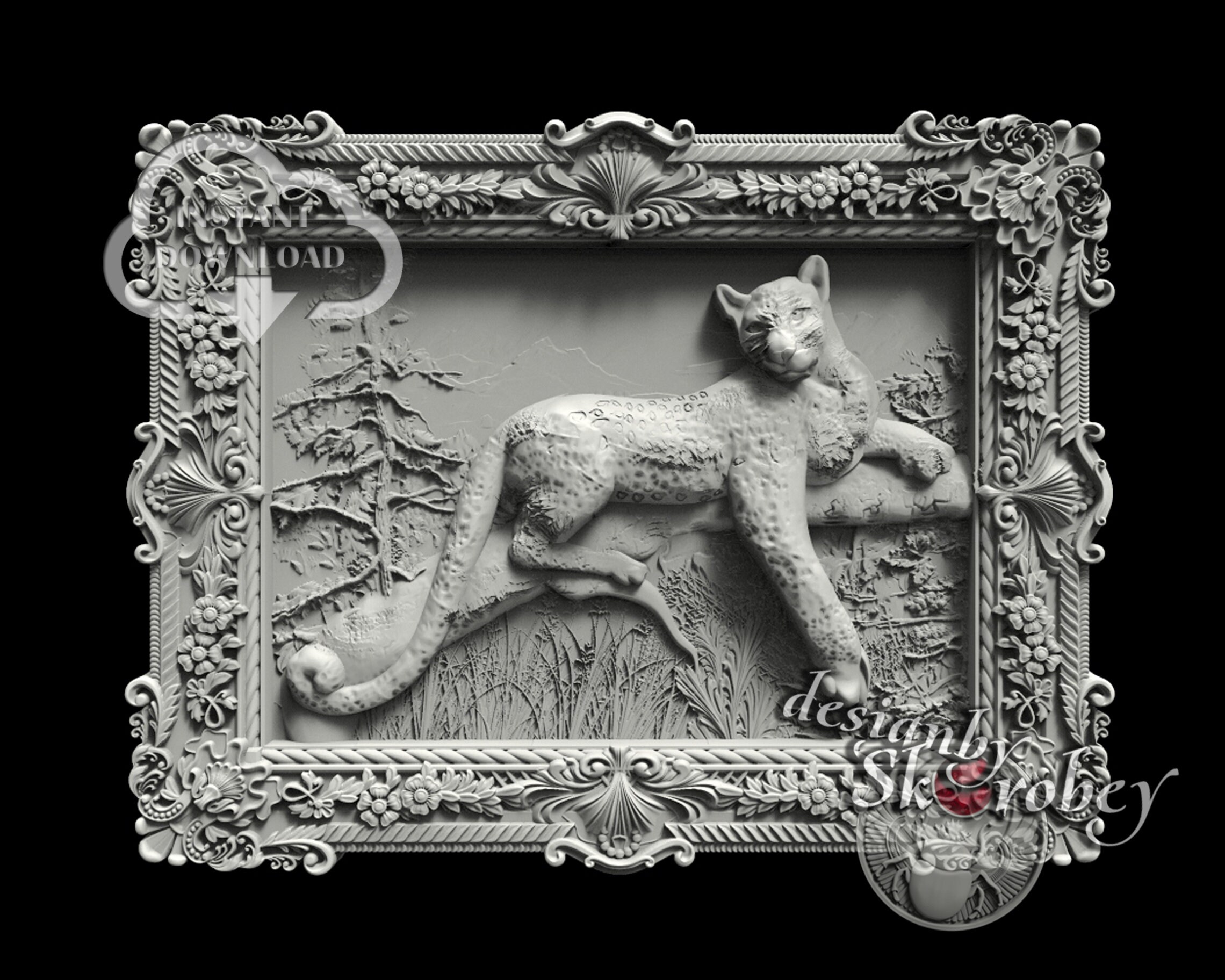 Leopard With Jungle Tree African Animal 3D STL ModelRouter Etsy