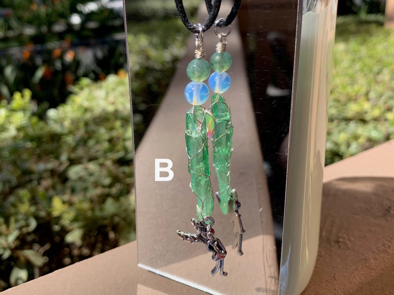 Green Titanium Quartz Wire Wrapped Adjustable Necklace
