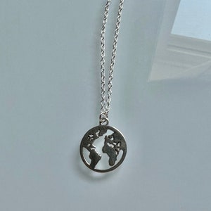Silver Globe Necklace | Earth Charm Necklace | Globe Necklace | Nature Necklace | summer jewelry | summer necklace | hippie necklace