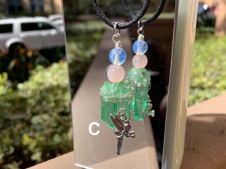 Green Titanium Quartz Wire Wrapped Adjustable Necklace