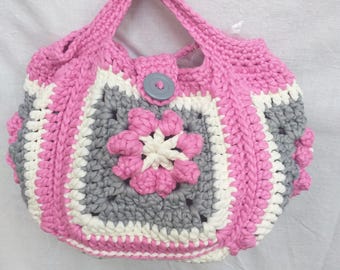 Crocheted bag made from granny squares