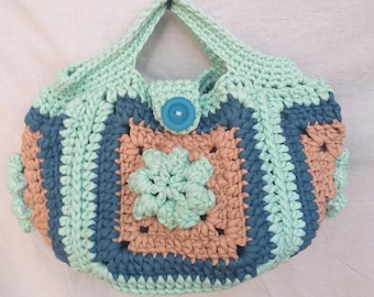 Crocheted bag made from granny squares