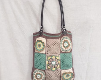 Crocheted bag made from granny squares