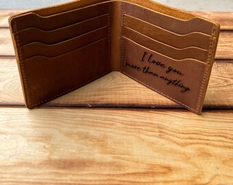 Personalisierte Leder Geldbörse für Männer | Geschenk für den Valentinstag mit Gravur