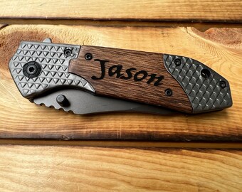 Holz Taschenmesser mit Gravur - Geschenk für Männer