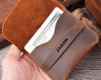 Personalisierte Leder Kartenhalter Brieftasche, Vintage Geschenk