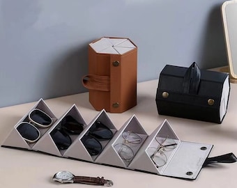 Sunglasses organisers| Foldable glasses storage box, Multi lattice simple hanging bag sunglasses folding box