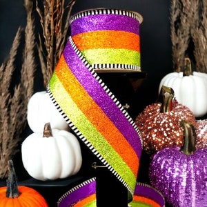 Wire Edge Halloween Ribbon 2.5” Halloween Wreath, Halloween Glam ...