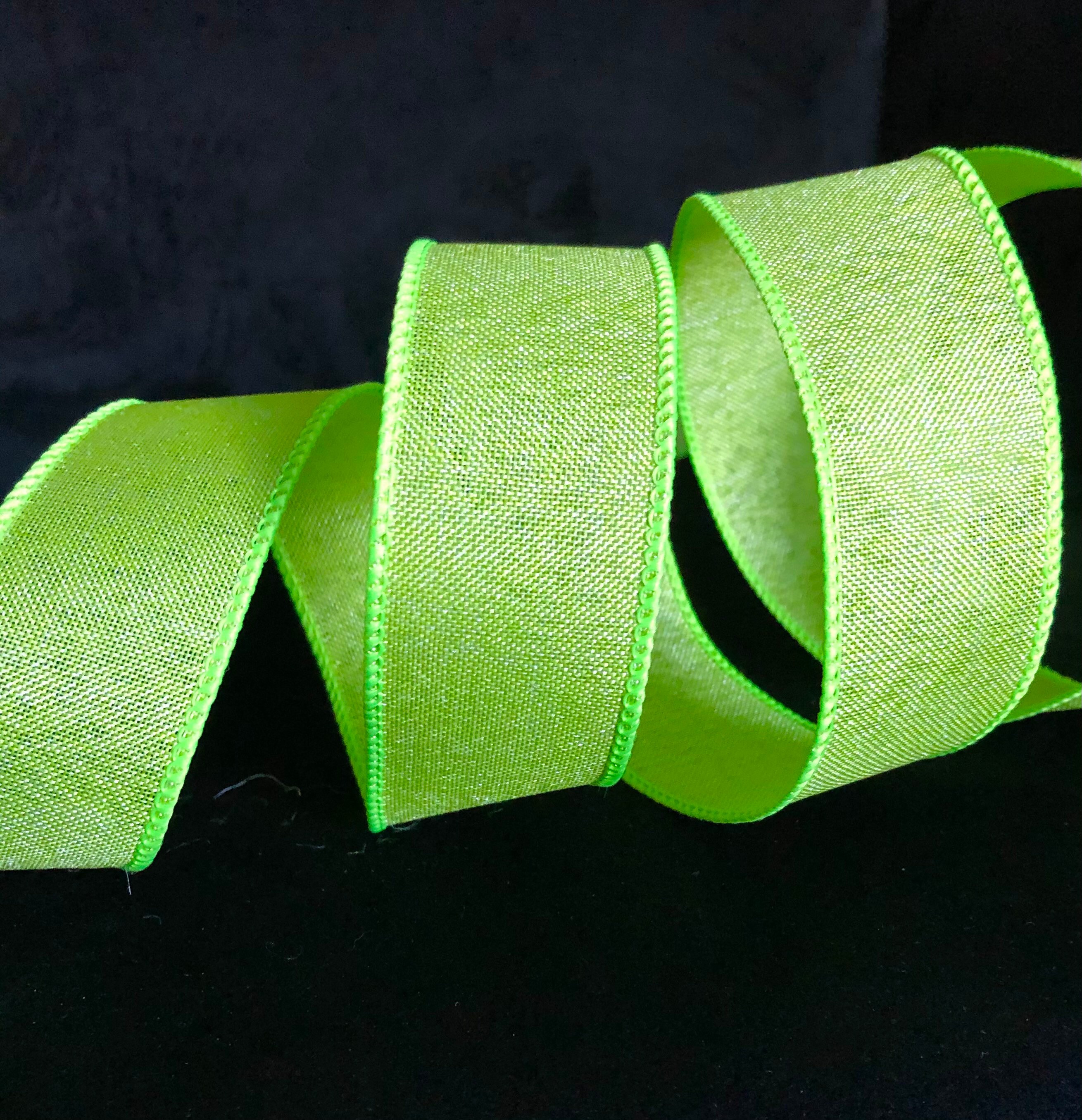 Wire Edge Ribbon 1.5'' Lime Green Ribbon Etsy UK