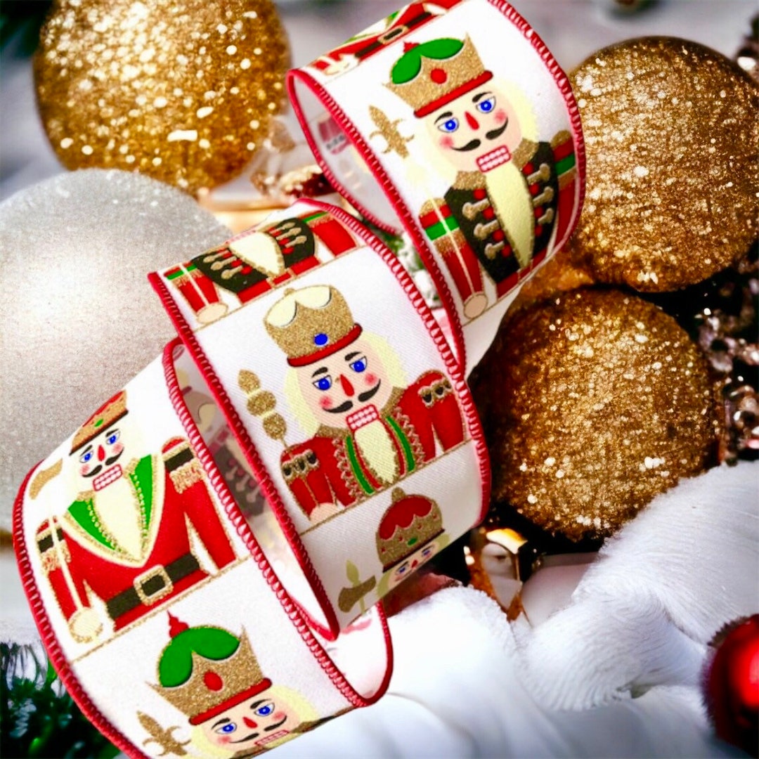 Nutcrakrt Ribbon Wire Edged Nutcracker Ribbon 2.5” , Stunning Nutcracker Ribbon in ...