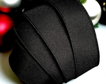 Wire Edged Black Ribbon 1.5”,Halloween Wreath,Christmas Wreath, Solid ,Plain Black  Ribbon,Gift Wrap,USA Import