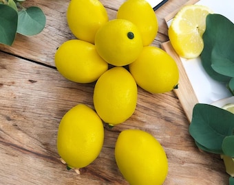 Artificial Lemons,Set Of 8 Very Realistic Lemons,2.5” L,Perfect For Wreath Making, Table Or Kitchen Decoration Lemon Wreath, Food Prestation