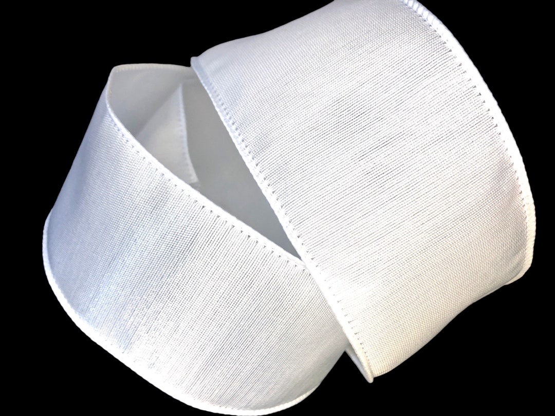 Wire Edged Ribbon 2.5''bright White Wire Ribbon Etsy UK