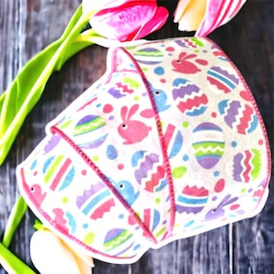 Wire Edge Easter Ribbon, 2.5”, Spring Pastel Easter Egg Ribbon , Easter Wreath , Easter Basket , Fast UK & Ireland Delivery