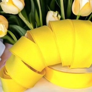 Wire Edge Yellow Ribbon 1.5”, Yellow Easter Ribbon,Easter Wreath, Easter Basket,Easter Bonnet, Lemon Wreath , Lemon Wired Ribbon,USA Import,