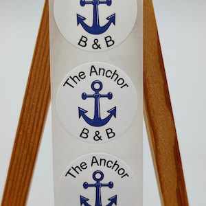 The Anchor B & B, stickers wit satijnglans, reizen, zeehonden, artikelstickers, labels, promotielabels, nautisch, kust, strandthema
