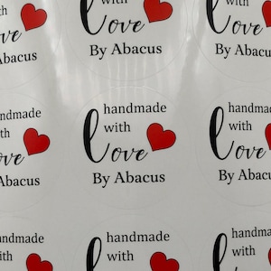 Handmade With Love Stickers Sheet, Custom Sticker Labels, Personalised Stickers, Made With Love Stickers, Round Matt Stickers, Branding