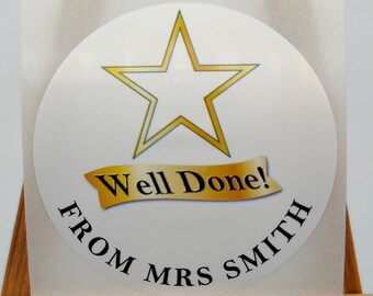 Well Done, Stickers, Personalised, Star Stickers, Rainbow Sticker, Teacher Sticker, Custom Labels, Merit Stickers Labels, Well Done, Good