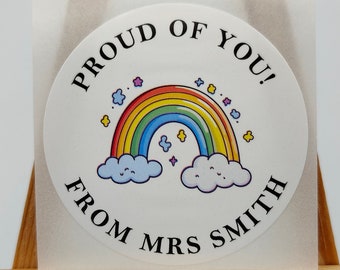 Proud Of You Stickers, Personalised, Proud Stickers, Rainbow Sticker, Teacher Sticker, Custom Labels, Merit Stickers Labels, Well Done, Good