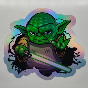 Maître Jedi Yoda, Personnages De Films, Films De Science-fiction, Bataille Spatiale, Autocollant Holographique, Sabre Laser, Décalcomanies, Autocollants, Étiquettes, Autocollants Pour Enfants