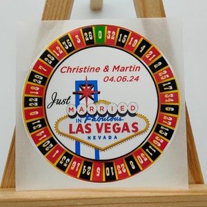 Je viens de nous marier à Las Vegas, Étiquettes autocollantes, Stickers mariage, Stickers fête, Personnalisé, Étiquettes Célébration, Images