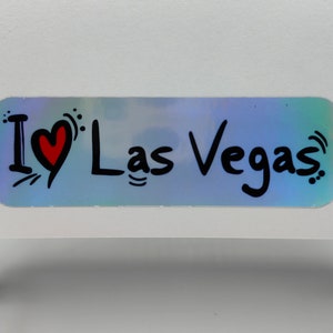 J'aime Las Vegas, Words Design, American USA Sign, Vegas, Nevada, Autocollant holographique, Décalcomanies, Étiquettes, Panneaux de destination