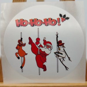 Lustige Xmas Pole Dancers, White Premium Satin Gloss Poly, Etiketten für Geschenke, Geschenkboxen, Verpackung, Promotion, Box Labels