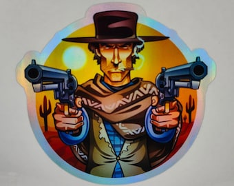 Gunslinger, Cowboy, Cowboy, Outlaw, Wild West, Helmet Stickers, Laptop, Funny, Humorous, Decal, Holographic Stickers Labels, Westerns