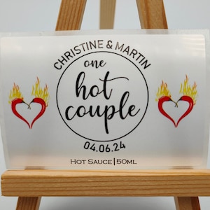 Ein heißes Paar, Hot Sauce benutzerdefinierte personalisierte Aufkleber Etiketten, Geburtstagssauce, Gefälligkeiten, Hochzeitsbevorzugung, Peperoni, Gewürze, Chilisaucen