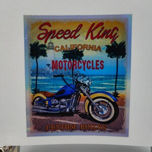 Retro USA California Speed King, Harley Davidson, argento olografico, autostrada, americana, decalcomanie, laptop, motociclisti, album, Route 66 Road