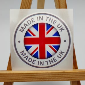 Fabricado no Reino Unido, etiquetas adesivas Union Jack, marca de estoque, marca de produto fabricada no Reino Unido, cerveja artesanal, chutneys, presentes, mel, geleias, alimentos