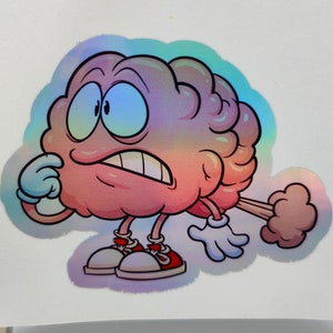 Autocollant Brain Fart, Étiquette, Autocollants drôles, Autocollants de blague, Autocollants holographiques argentés, Décalcomanies, Étiquettes, Autocollants humoristiques,