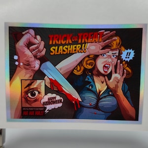 Horror Movie Poster Sticker, Retro Horror Night, holografische stickers, horrorfilms, films, eng, stickers, Halloween, Trick Or Treat, Myers