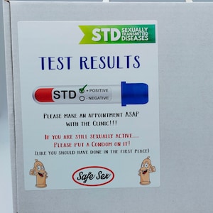 STD Results, Health Check, By Post, Gag Prank, Adult Joke, Birthday Present, Postal Gift, Funny Gag, Embarrassing Gifts, Humour, Rude