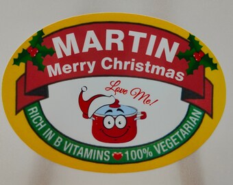 Weihnachten personalisierte Brotaufstrich Aufkleber Etiketten, Lebensmittel, Brotaufstrich, Hochzeitsgeschenke, Partygeschenke, Liebe, Hass es, Toastie Brotaufstrich, Toast