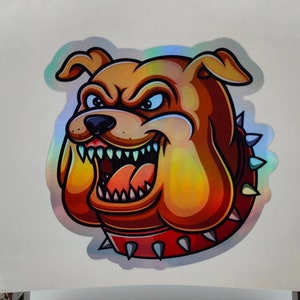 Bulldog arrabbiato, Animali divertenti, Cani, Cani fumetti, Cani dei cartoni animati, Decalcomanie olografiche, Laptop, Custodia per telefono, PC, Adesivi, Butch