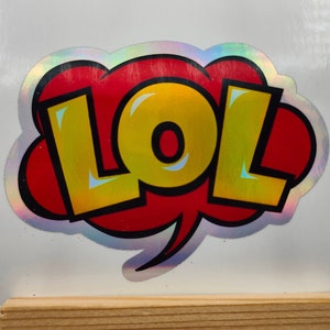 LOL, Ridere a crepapelle, Pop Art, Adesivo a bolle di discorso, Adesivo olografico, Risate, Divertente, Scherzo, Esilarante, Adesivi per laptop, Custodia per telefono