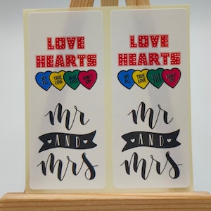 Mr & Mrs, Love Hearts, Labels Stickers, Wedding Favor Favours, Invitation Return Labels, Wedding Gift, Classy, Love Hearts, Sweet Wrappers