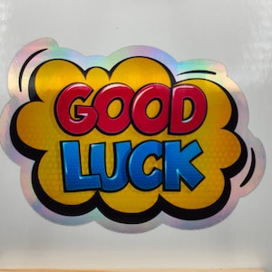 Good Luck Pop Art, Holografisch, PC Games, Garage, Stickers, Stickers, Etiketten, Kinderstickers, Console Gaming, Telefoonhoesje Stickers, Etiketten