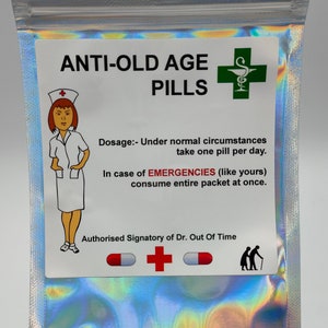 Joke Anti Old Age Pills, Fill Your Own, Sweets, Fun, Flatulence, Bag Of Sweets, Stocking Fillers, Husband, Wife, Brother, Sister, Pharmacy