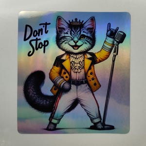 Funny Singing Cat, Cat On Mic, Cute Cat, Karaoke Cat, Moggy Singing, Stickers Labels, Decals, Laptop, Scrapbook, Notebook, Animal Stickers