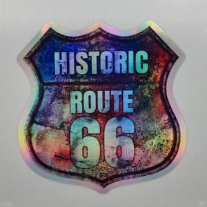 Historic Route 66 Interstate Road Sign, Travel Sticker, Labels, Decals, Americana, Laptop, Desk, USA, Scrapbook, Travel Sticker, Famous Road