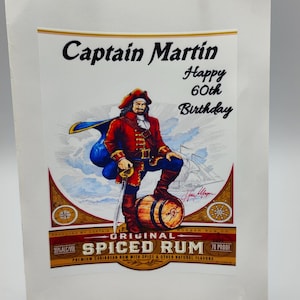 Captain Morgan Personalised Custom Bottle Label, Birthday, Special Occasion, Wedding, Spiced Rum, Alcohol, Spirits, Adult Drinks, Party Gift