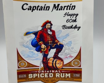 Etichetta personalizzata per bottiglia Captain Morgan, compleanno, occasione speciale, matrimonio, rum speziato, alcol, liquori, bevande per adulti, regalo per feste