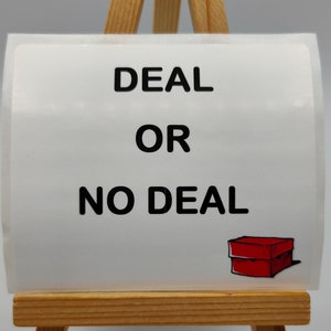 Pegatinas de Deal or No Deal, pegatinas para cajas, juegos de fiesta, juegos de despedida de soltero, baby shower, regalos para ganar, juegos de televisión, regalos de fiesta, juegos divertidos