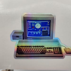 Computadora Amiga, Commodore, Computadoras de los 80, Computadoras de 16 bits, Amiga A500, Retro, Vieja escuela, Holográfica, Calcomanías, Laptop, Monitor, Álbum de recortes