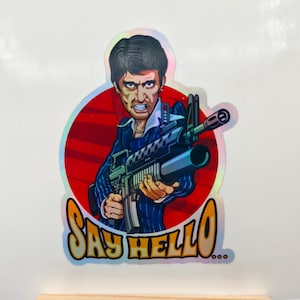 Scarface, Al Pacino, Sticker holographique argenté, Films thrillers, Films, Old School, Effrayant, Mystère, Stickers Pour Ordinateur Portable, Décalcomanies, Horreur Méchants