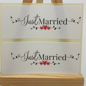 Just Married, Love Hearts, Labels Stickers, Wedding Favor Favours, Invitation Return Labels, RSVP Label, Wedding Gift, Classy, Candy, Sweets